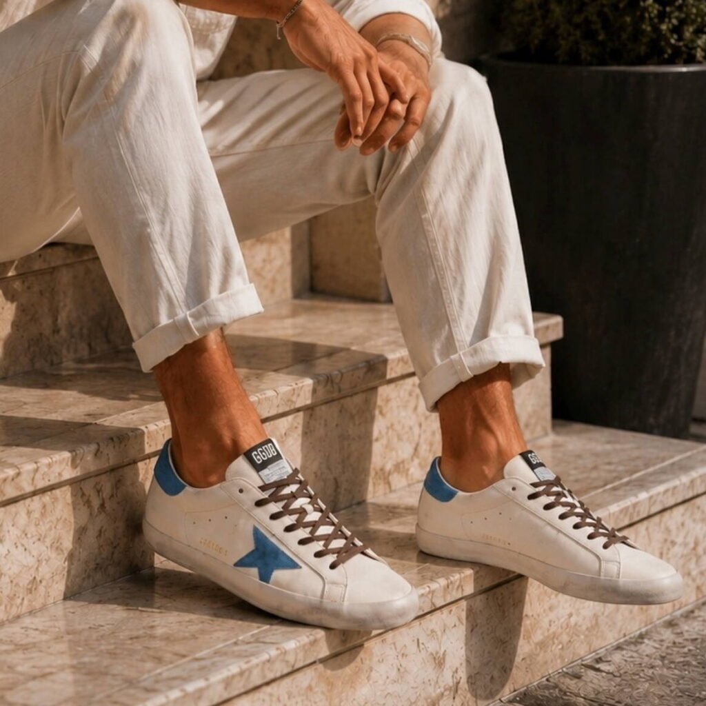 Golden Goose Super-Star Azul/Castanho